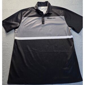 Snap-on Tools Mens Polo Shirt Black Gray Performance Short Sleeve Mechanic Work